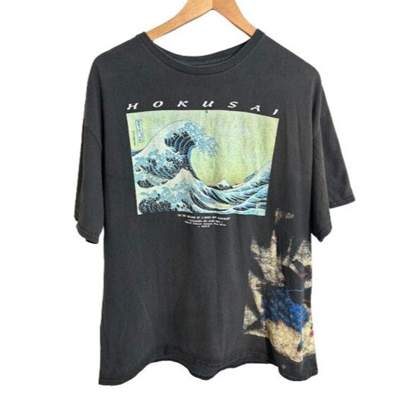 Unbranded Other - Hokusai Miyamoto Musashi Graphic T Shirt Mens L Black Faded Distressed The Wave